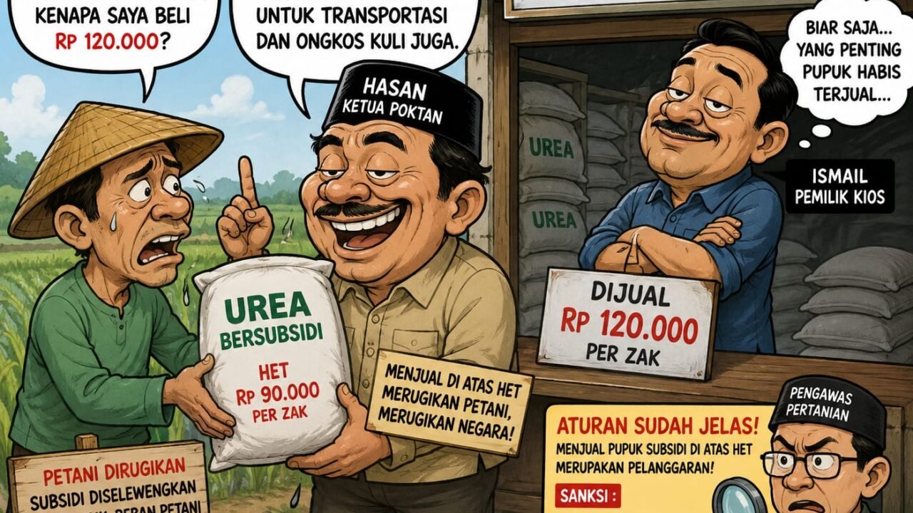 Diduga Ada Permainan Kios dan Ketua Poktan, Pupuk Bersubsidi di Desa Sumber Banteng Dijual Jauh di Atas HET