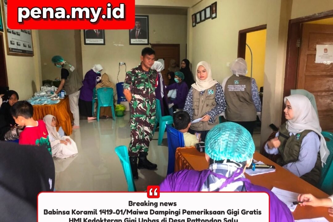 Babinsa Koramil 1419-01/Maiwa Dampingi Pemeriksaan Gigi Gratis HMI Kedokteran Gigi Unhas di Desa Pattondon Salu