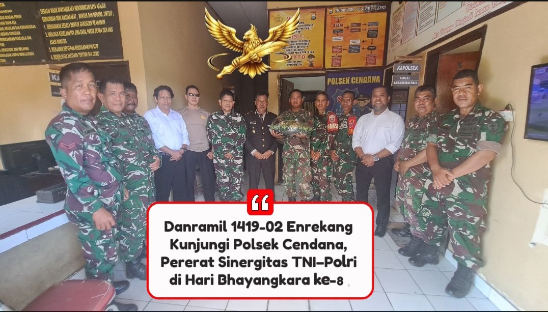 Danramil 1419-02 Enrekang Kunjungi Polsek Cendana, Pererat Sinergitas TNI–Polri di Hari Bhayangkara ke-80