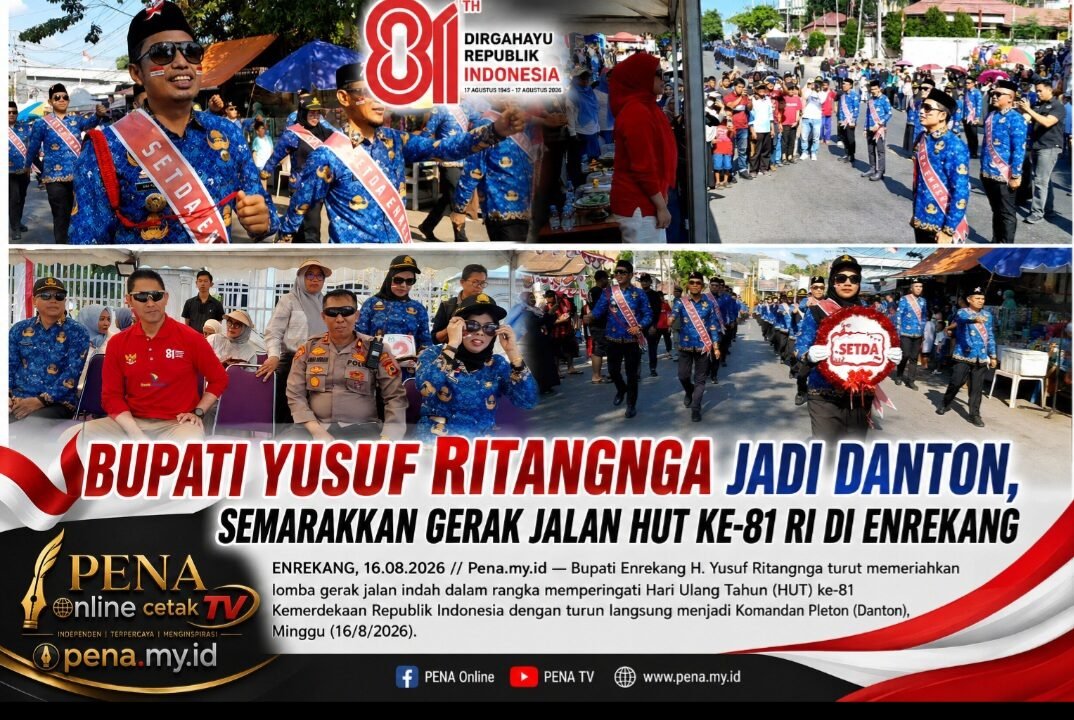 Bupati Yusuf Ritangnga Jadi Danton, Semarakkan Gerak Jalan HUT ke-81 RI di Enrekang