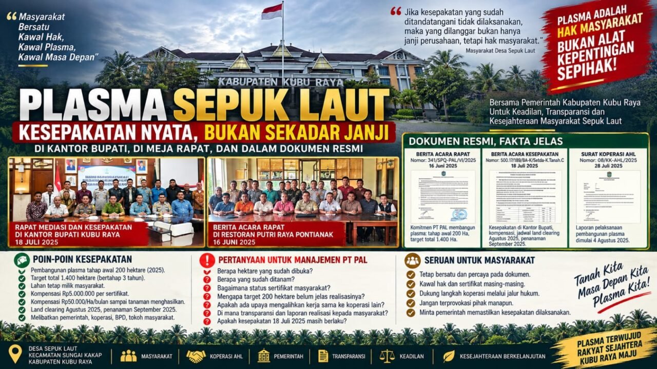 PLASMA SEPUK LAUT: DOKUMEN SUDAH DITANDATANGANI, JANGAN BIARKAN HAK RAKYAT DIHAPUS OLEH PERUBAHAN KESEPAKATAN
