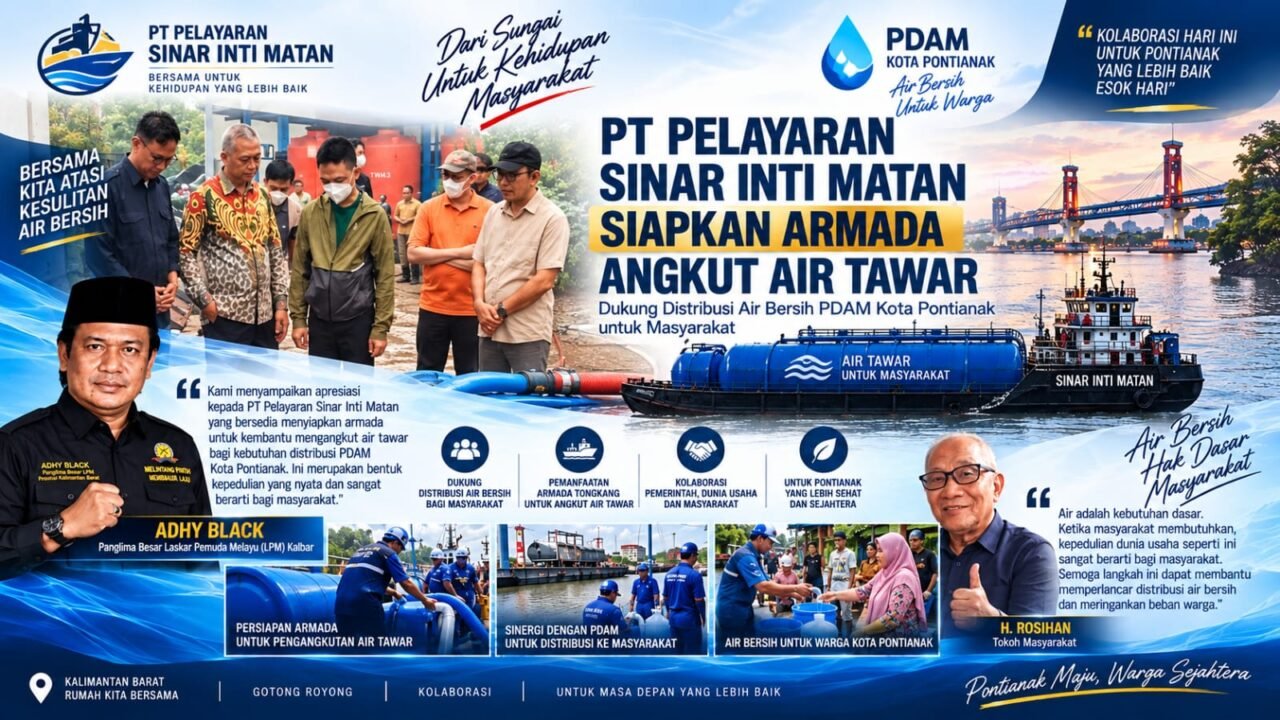 PT Pelayaran Sinar Inti Matan Siapkan Armada Angkut Air Tawar, Dukung Distribusi Air Bersih PDAM Kota Pontianak