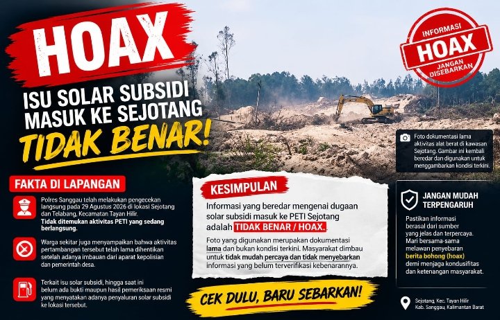 Klarifikasi Sejotang: Aktivitas PETI Sudah Lama Berhenti, Foto Lama Kembali Disebar