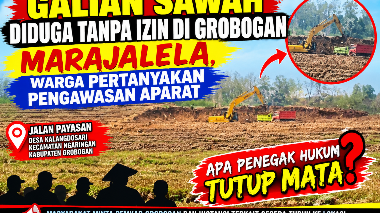 Galian sawah di Desa Kalangdosari Diduga Tanpa Izin, Pemerintah Diminta Segera Turun Tangan